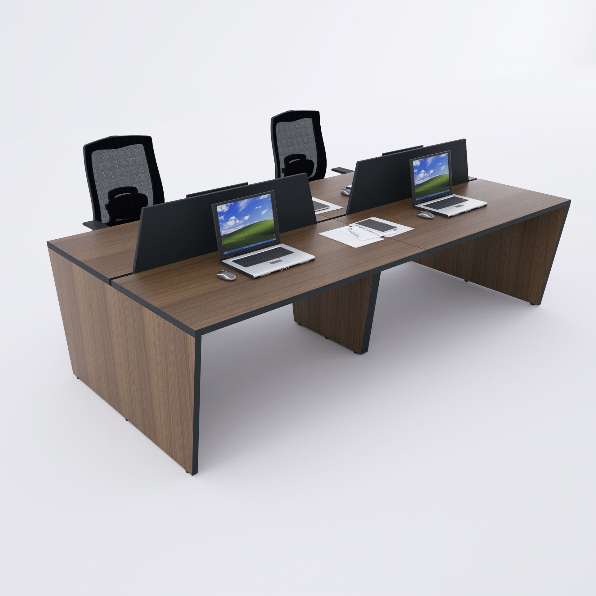 Panel Dörtlü Çalışma Masası 280x140 - Ceviz