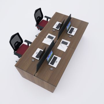 Panel Dörtlü Çalışma Masası 280x140 - Ceviz