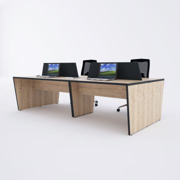 Panel Dörtlü Çalışma Masası 280x140 - Meşe