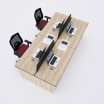 Panel Dörtlü Çalışma Masası 280x140 - Meşe