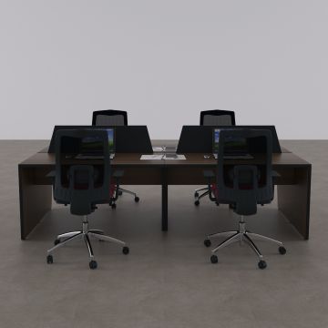 Panel Dörtlü Çalışma Masası 400x140 - Ceviz