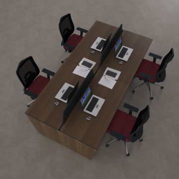 Panel Dörtlü Çalışma Masası 400x140 - Ceviz
