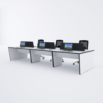 Panel Altılı Çalışma Masası 300x140 - Beyaz