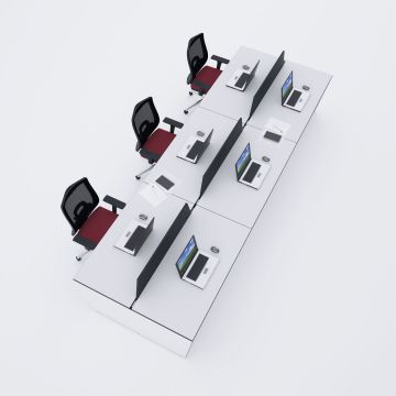 Panel Altılı Çalışma Masası 300x140 - Beyaz