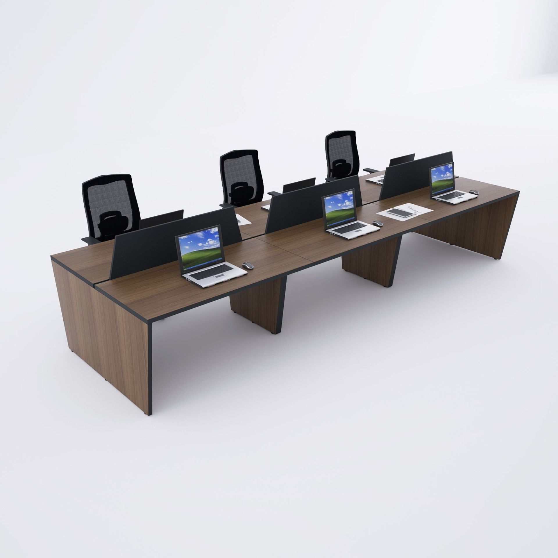 Panel Altılı Çalışma Masası 300x140 - Ceviz