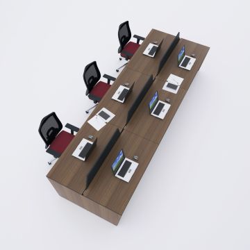 Panel Altılı Çalışma Masası 300x140 - Ceviz