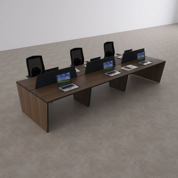 Panel Altılı Çalışma Masası 300x140 - Ceviz