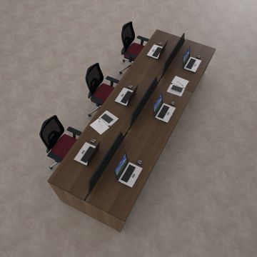 Panel Altılı Çalışma Masası 300x140 - Ceviz