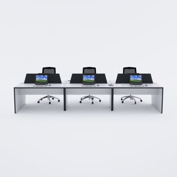 Panel Altılı Çalışma Masası 360x140 - Beyaz