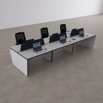 Panel Altılı Çalışma Masası 360x140 - Beyaz