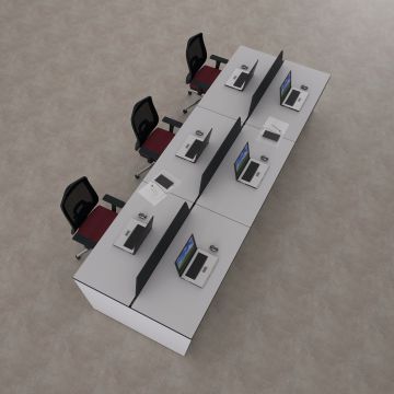 Panel Altılı Çalışma Masası 360x140 - Beyaz