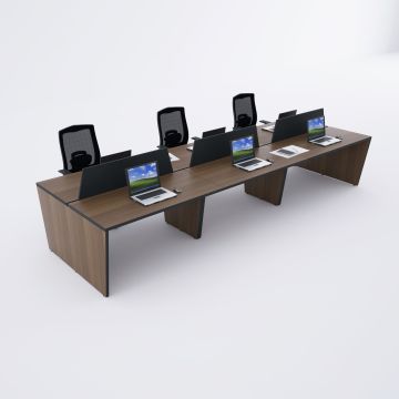 Panel Altılı Çalışma Masası 360x140 - Ceviz