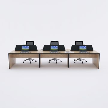 Panel Altılı Çalışma Masası 360x140 - Meşe