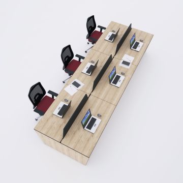 Panel Altılı Çalışma Masası 360x140 - Meşe