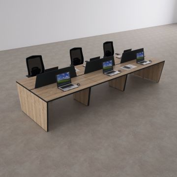 Panel Altılı Çalışma Masası 360x140 - Meşe