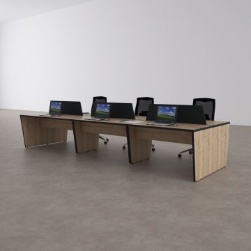 Panel Altılı Çalışma Masası 360x140 - Meşe