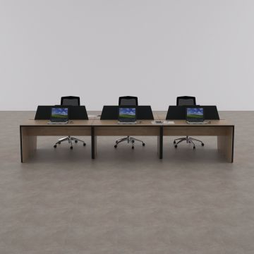 Panel Altılı Çalışma Masası 360x140 - Meşe