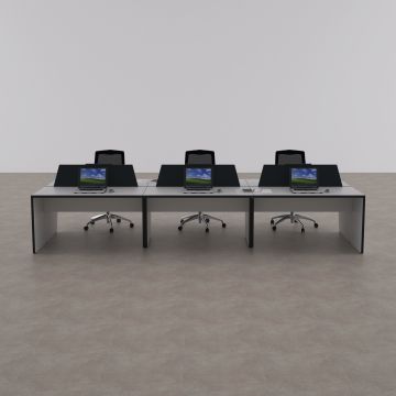 Panel Altılı Çalışma Masası 420x140 - Beyaz