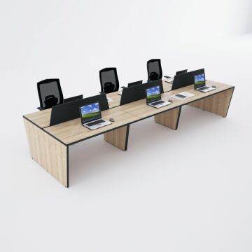 Panel Altılı Çalışma Masası 420x140 - Meşe