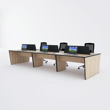 Panel Altılı Çalışma Masası 420x140 - Meşe