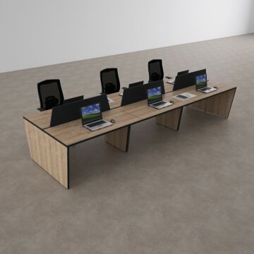 Panel Altılı Çalışma Masası 420x140 - Meşe