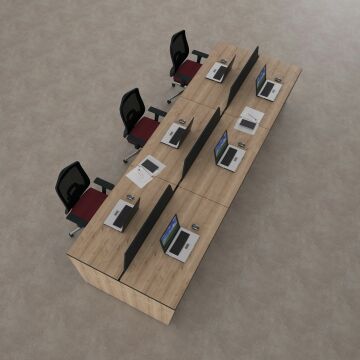 Panel Altılı Çalışma Masası 420x140 - Meşe