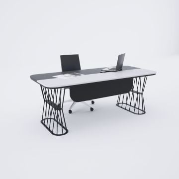 Bolero Yönetici Masası 220x90 - Beyaz+Antrasit